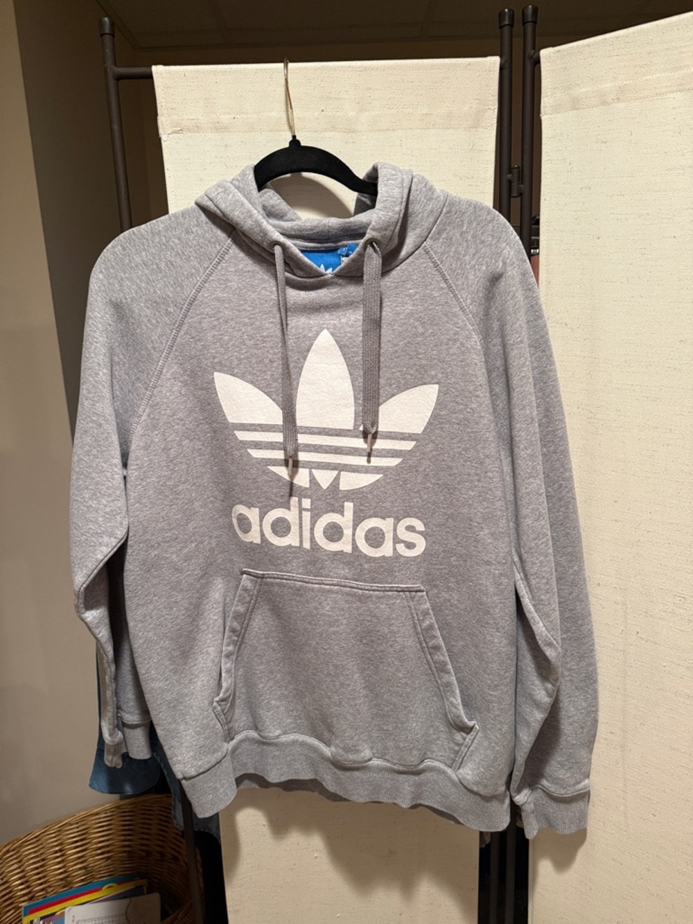 adidas Gray Pullover Hoodie with White Trefoil Logo